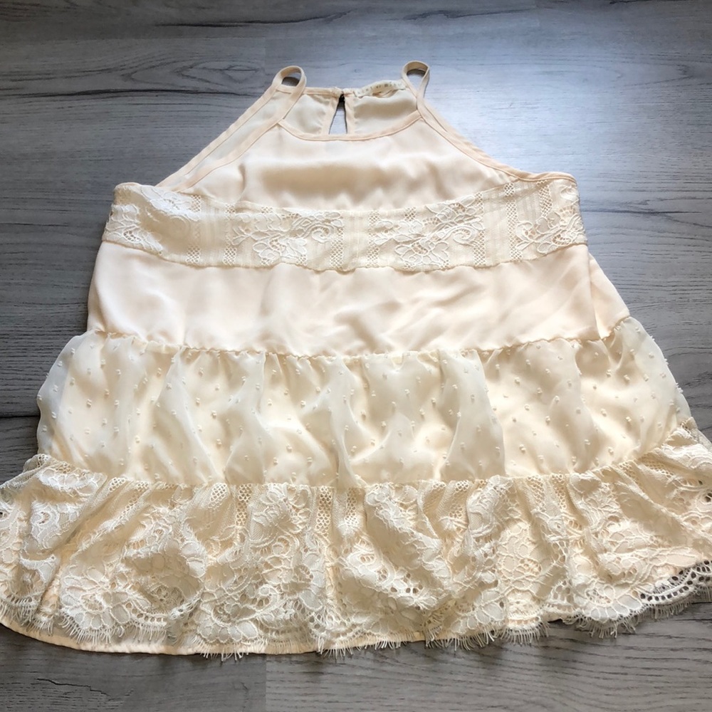 Hint of Mint Cream and Lace Medium Tank Top